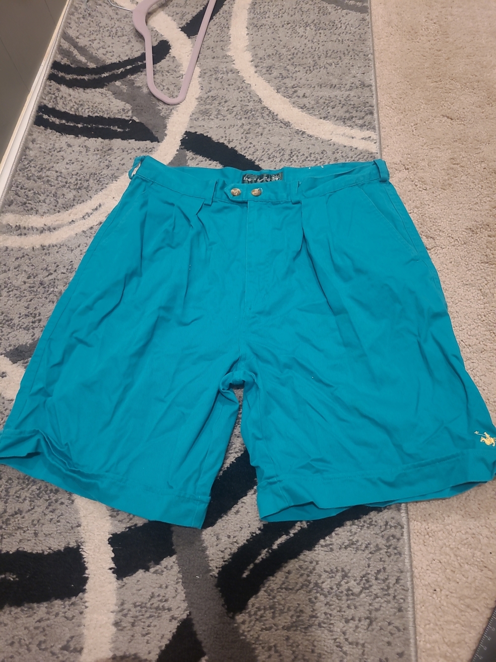 Knights Of Round Table Mens Teal Khaki Cotton Shorts Size 34